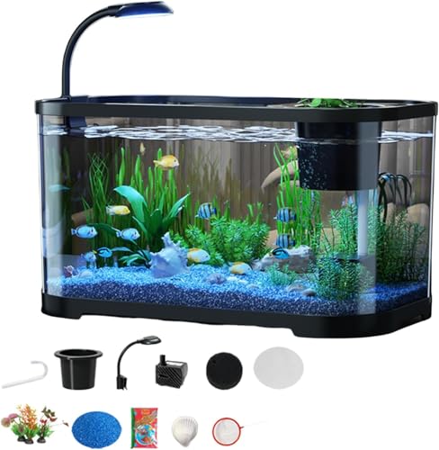 Kit Avvio Acquario Completo, Vaschetta per Pesci in Miniatura per Ufficio, Acquario da Ufficio Principiante, Bacino Multiuso per Betta, Tartaruga e Rana, 2025 nuovo paesaggio della casa ense