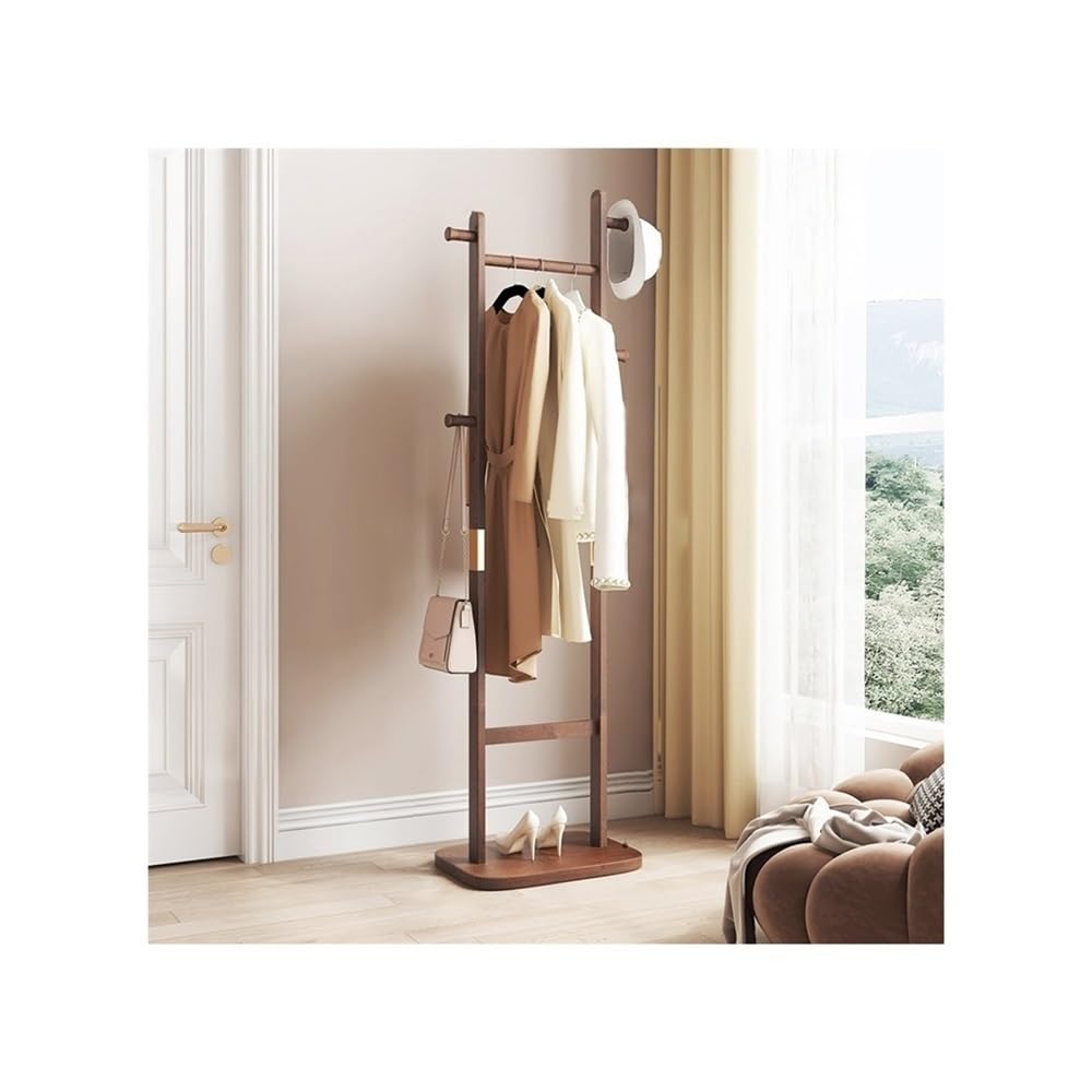 AILIUXIAOYAN Coat Rack Indoor Corner Coat Rack Floor Bedroom Solid Wood Wardrobe Corner Hanger Living Room Clothes Rack(Brown)