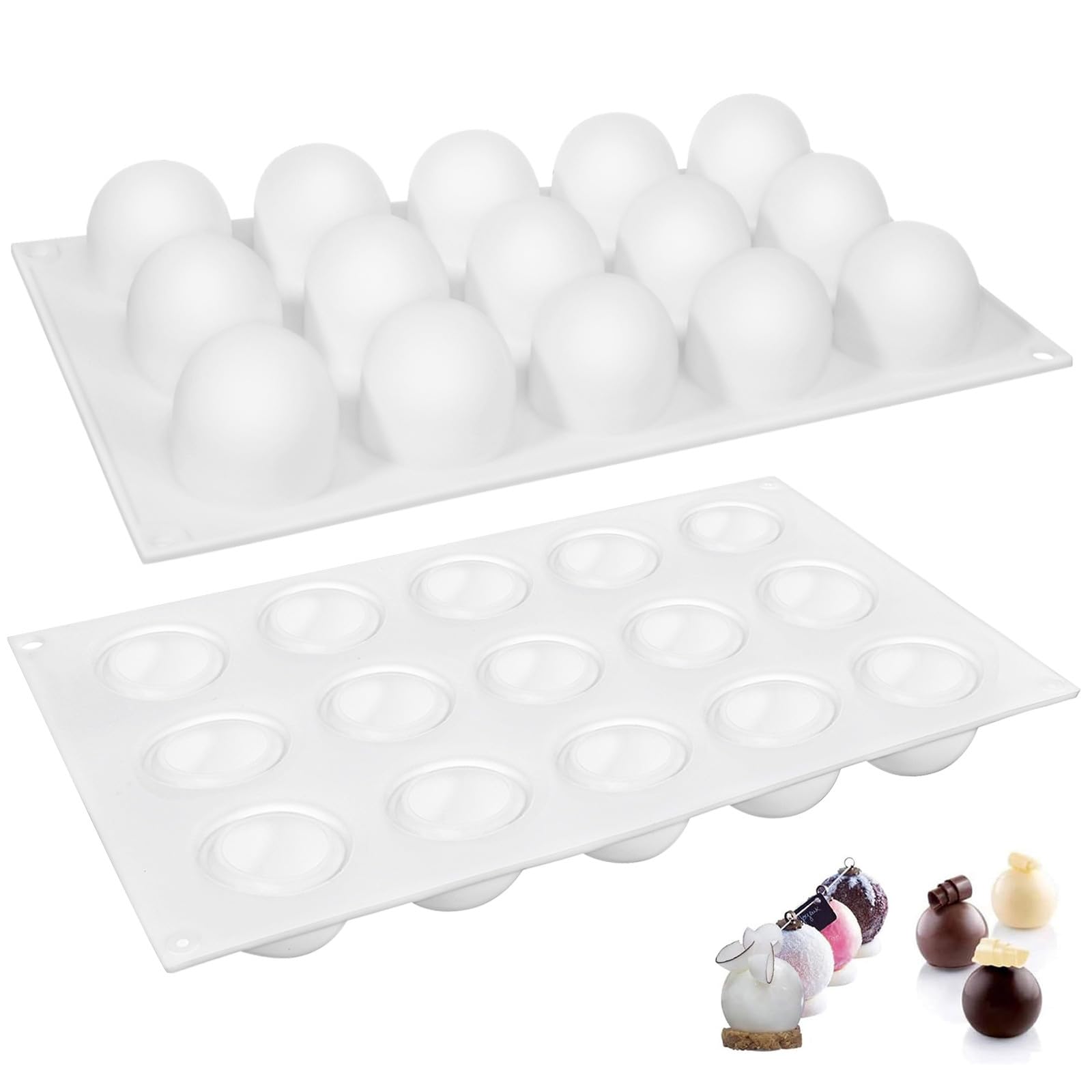 Toyvian 2 Pcs Silicone Mousse Molds Round Sphere Cake Mold for Dessert Pastry Ice Cream Chocolate Candy and Truffle Making Food Safe Baking Accessory for Family Gatherings