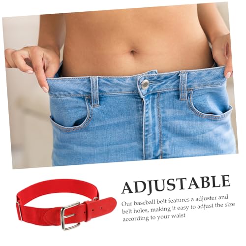 Elastic Baseball Belt Sport Belt Softball Student Belts Pink Sport Belt Waistband Elasticated Baseballs Football Sports Ratchet Baseball Gear Imitation Leather Red3