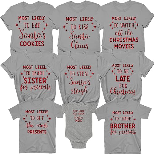 Family Christmas Shirts Matching Outfits for Photoshoot, Christmas Tshirt for Family Group Most Likely to Christmas Shirt2