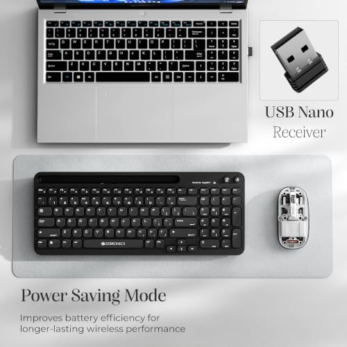 Image of Zebronics Keypad X3 Wireless Keyboard, 102 Keys, 12 Multimedia Keys, 2.4GHz + BT, UV Coated Keycaps, Mobile & Tablet Holder, ₹ Rupee Key, Retractable Stand, USB Nano Receiver (Black)