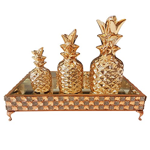 Jogo com 3 Abacaxis em Cerâmica Moas Multicor