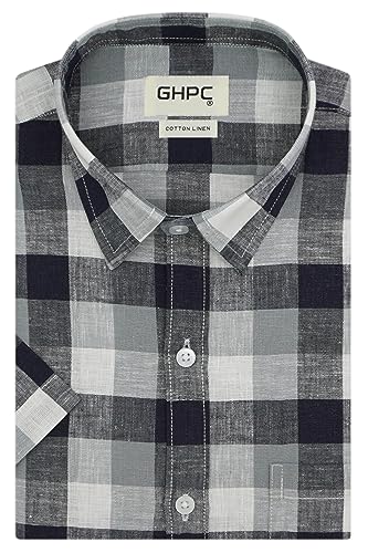 Image of GHPC 100% Cotton Checkered Half Sleeves Regular Fit Formal Shirt for Men