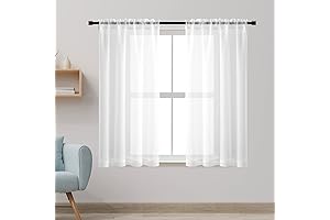 XTMYI Sheer Curtains for Kitchen 48 inch Length