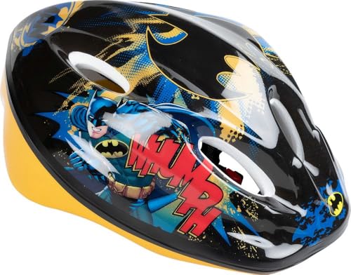 Tataway Casque de vélo Batman pour Enfant, 52-56 cm, Protection Anti-Chauve-Souris, Super-héros, Jaune et Noir