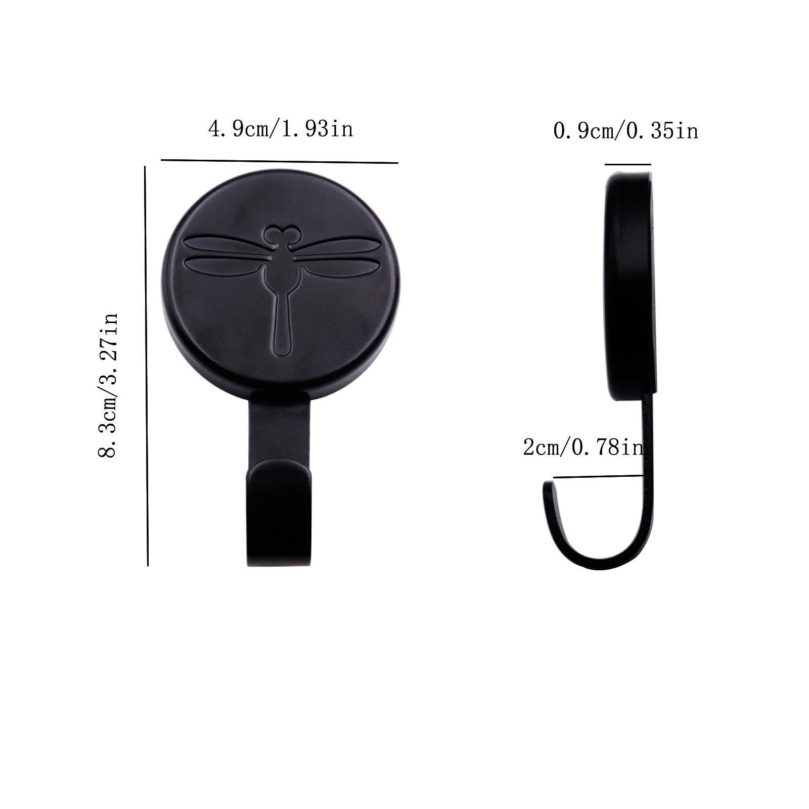 TONGNENGLIU Dragonfly Pattern Magnetic Hooks Heavy Duty,New Upgraded Neodymium Black Magnet Hook Strong Magnetic Hooks Holder for Hanging Kitchen Locker Classroom Cruise Cabins (Black 4 Piece)