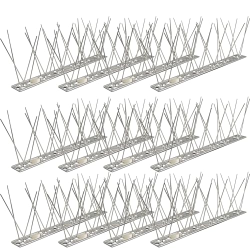 KOKMEYA Pics Anti Pigeon Inox (3m, 12 pcs à 25cm) - Kit Répulsif Oiseaux 304 avec 24 Vis & 24...