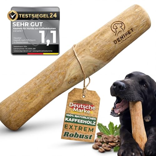 DENIPET® Kaffeeholz für Hunde & Welpen - Kauholz für Hunde, nachhaltiges Kauspielzeug Hund, robuster Kauknochen zur Zahnpflege, Hundespielzeug und Beschäftigung, Ideal als Welpenspielzeug, Größe M