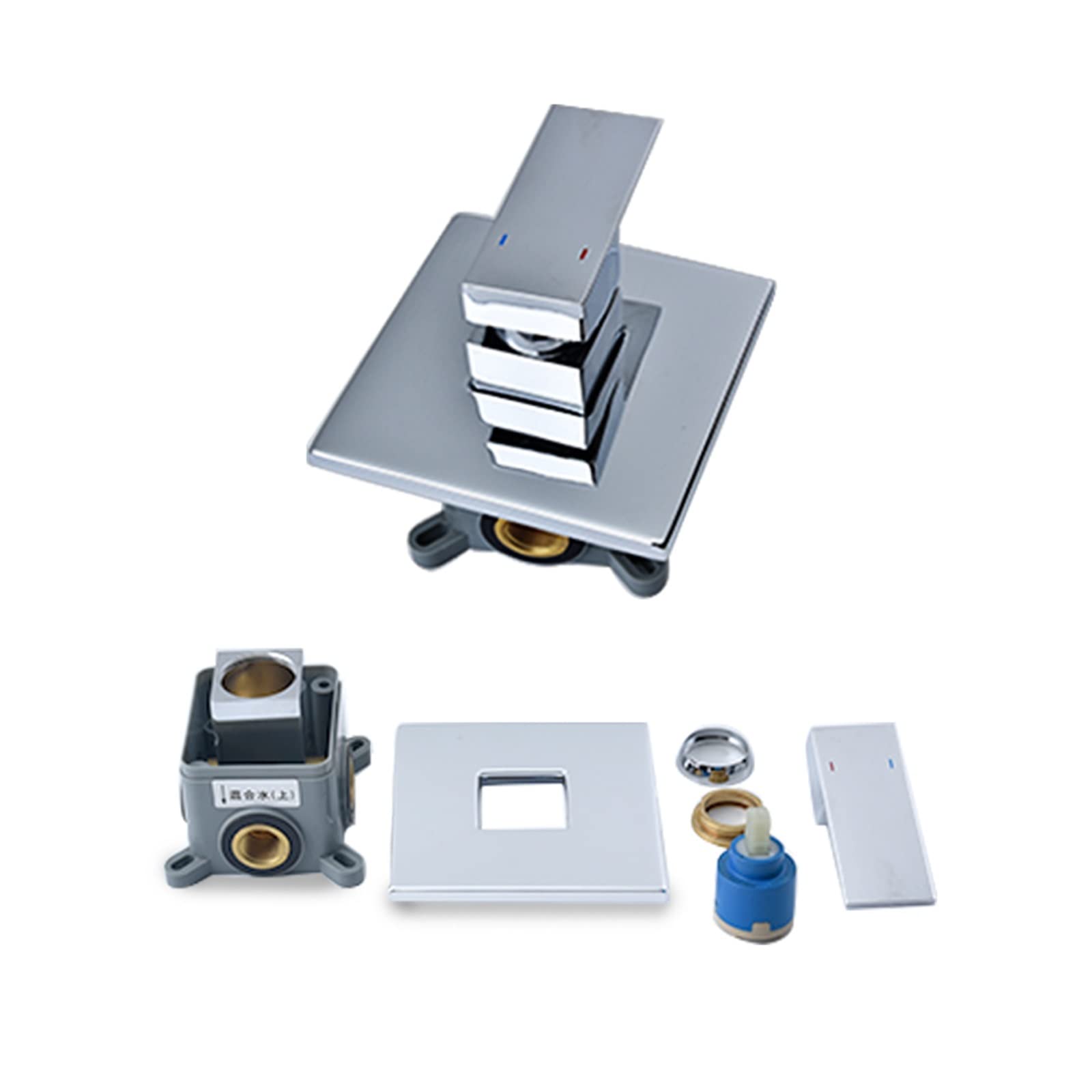 Soffione Doccia Manuale Quadrato ENGA In Ottone - Set Con Tubo 1,5m In Acciaio E Supporto Parete, Getti In Silicone