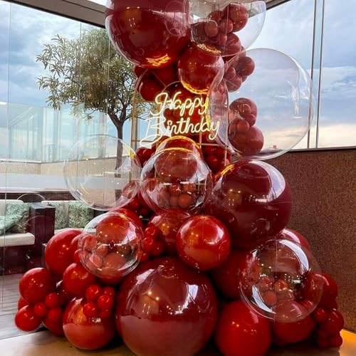 Image of PartyWoo Burgundy Balloons 4pcs 36 Inch Dark Red Maroon Ruby Red Latex Helium Balloons for Graduation Valentine's Day Wedding Anniversary Casino Citizenship Christmas Party Decorations Red-Y75
