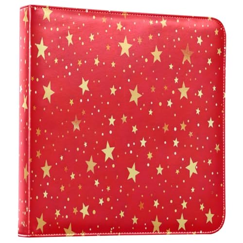Álbum de Fotos Adhesivo Auto DIY Scrapbook Rojo Estrellas Doradas Encuadernador de 3 Anillos Libro de Fotos 40 Páginas 8x10 para Recuerdos miniatura 1