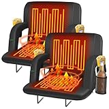 Seeutek Heated Stadium Seats for Bleachers，Heated Stadium Seats with Back Support,USB 3 Levels Bleacher Chairs with Back and Cushion,5 Pockets Heated Stadium Seat with 6 Reclining Positions, 2PC 25In