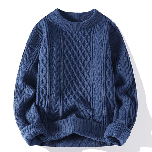 Chunky Knit Sweaters for Men Fall 2025 Vintage Cable Crewneck Pullover Oversized Soft Knit Jumper Casual Loose Top2