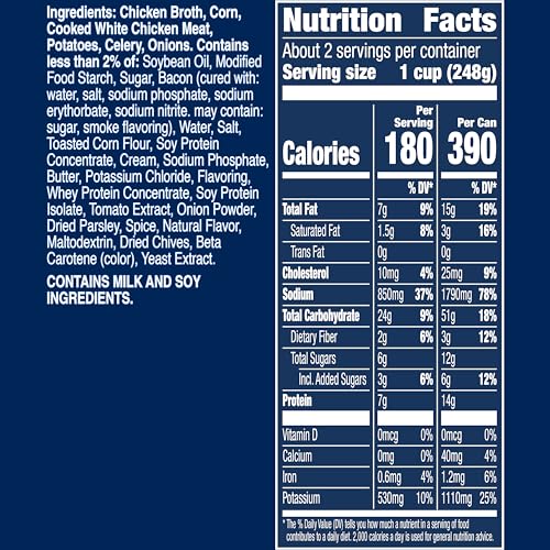 Image of Progresso Rich and Hearty Chicken Corn Chowder Canned Soup, Flavored with Bacon, Gluten Free, 18.5 oz (Pack of 3)