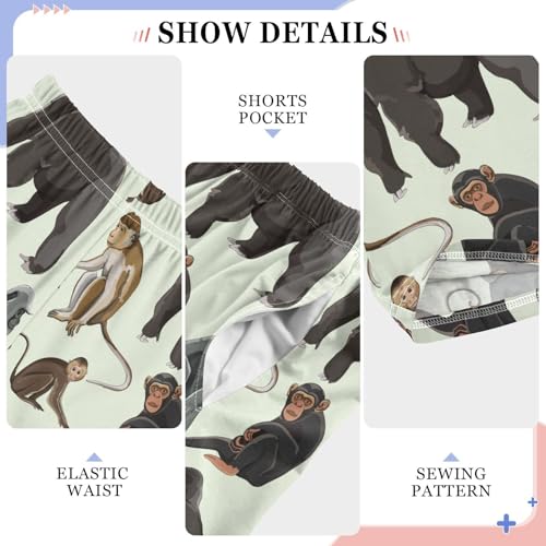 ZZXXB Monkey Pattern Boys Long Pants Soft Trousers Elastic Waist Kids Lounge Bottoms with Pockets S-XL4