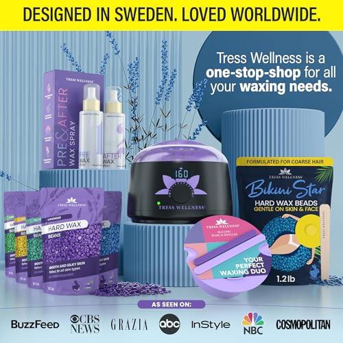 Image of Tress Wellness Wax Beads - Safe for Skin - Dermatologically Tested - At-Home Kit for Bikini, Brazilian & Full Body - Bikini Star 2 x 1.2lb, 2 pack