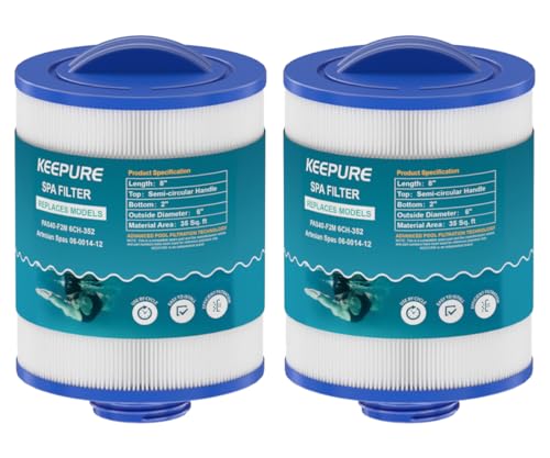 KEEPURE PAS40-F2M Hot Tub Filter Compatible with 6CH-352, Artesian Spas 06-0014-12,PMA-R1/X268546,FC-0312,AK-90131,60354,SD-01441 Spa Filter,35 Sqft,2 Pack