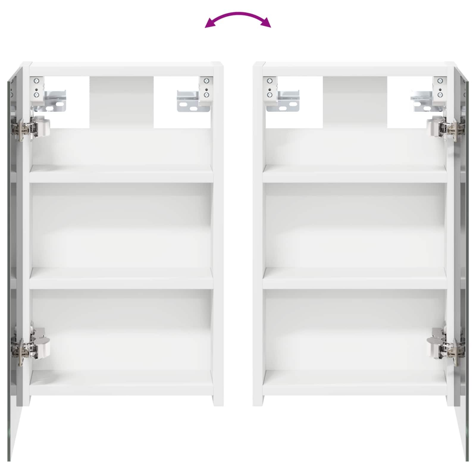 vidaXL Set di Armadi da Bagno con lo scaffale 3 pcs 80 x 10,5 x 50 cm, Mobile per bagno, specchio LED rettangolare, unità appesa, organizer moderno, salvaspazio
