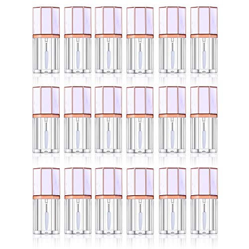 18 Pieces Gold Marble Pattern Empty Lip Gloss Tubes 5 ml Refillable Plastic Lip Oil Bottle Cosmetic DIY Container Holders for Making Up
