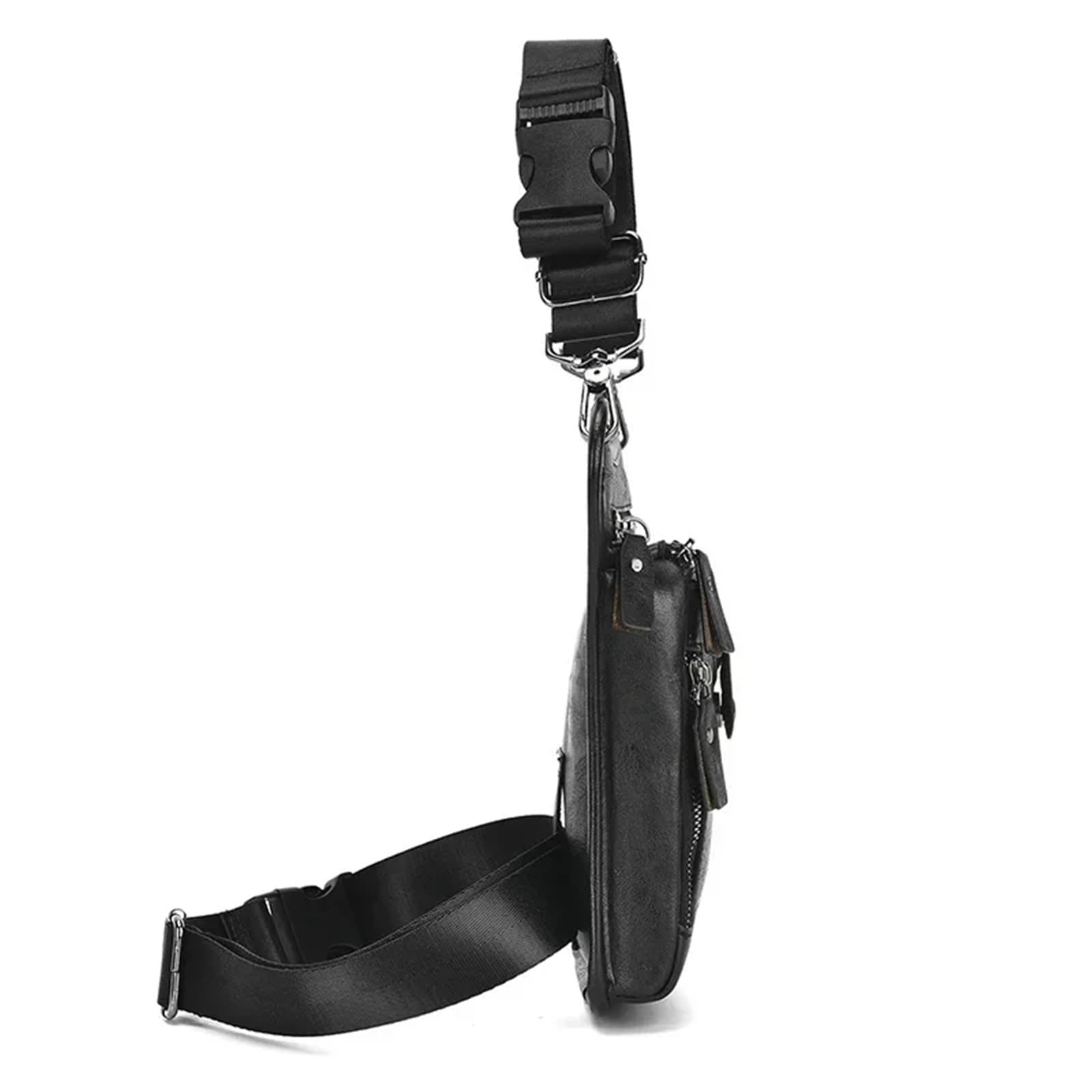 Bolsa Pierna Moto Riñonera de Piel sintética for Hombre, Estilo Bandolera con Pierna caída, for Motociclista, Cadera y Muslo(Black)