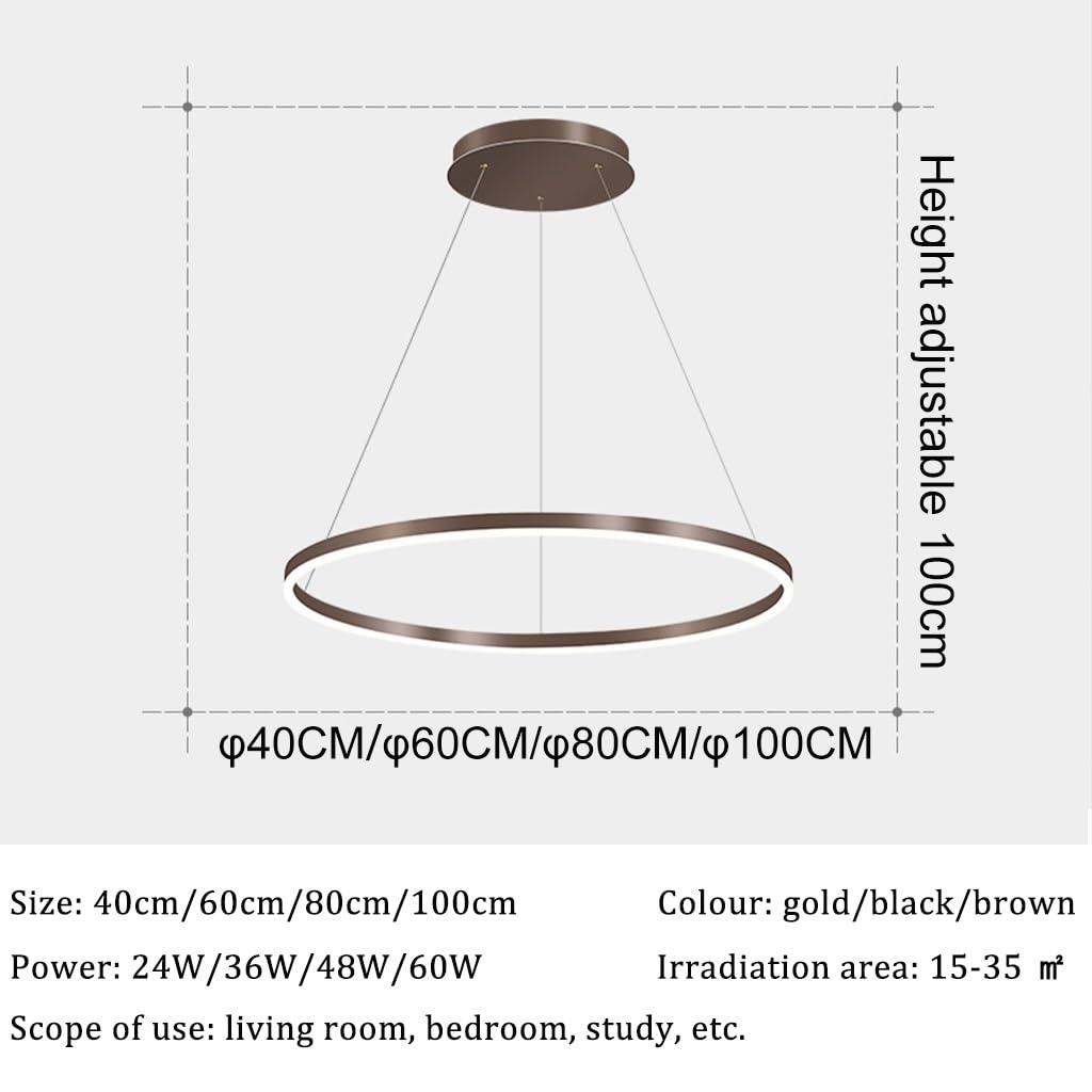Lámpara colgante moderna LED mesa de comedor lámpara de salón regulable con control remoto creativa anillos redondos colgante luz metal acrílico lámpara colgante comedor lámpara sala de estar ( Color