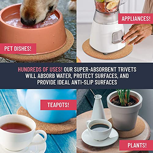 Rebl Large Cork Trivets For Hot Dishes (8 Inch) Thick Cork Coaster - Cork Trivet Hot Pads - Cork Plant Mats - Trivets For Hot Pots And Pans - Kitchen Counter - Pot Coasters - Hot Pan Coaster (4-Pack) #TOP2
