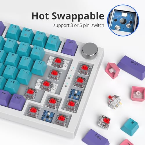 SbocKeeb 75 Percent Keyboard Gasket-Mounted with Sound Absorbing Pads, 82-Key Compact Wired RGB Mechanical Gaming Keyboard Hot-Swap Socket for Mac/Win, Joker - 3