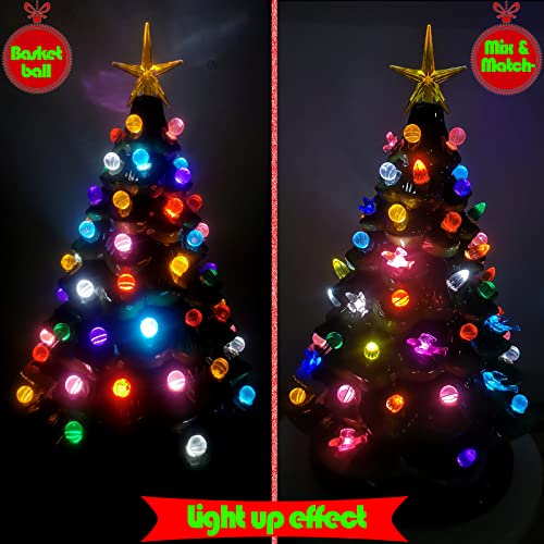 130Pcs Ceramic Christmas Tree Medium Replacement Lights Bulbs/Tree Pegs Decoration Accessories - Twist/Bird/Round Earth & 4Pcs Modern Star (Pentagram And Heptagram) #TOP5