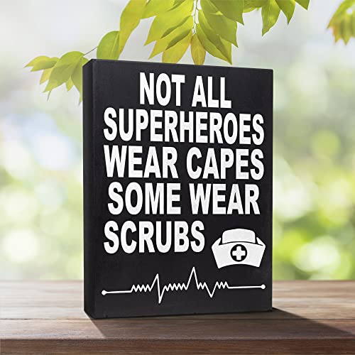 Jennygems Nurse Gifts, Nurse Appreciation, Not All Superheroes Wear Capes Some Wear Scrubs Wooden Sign, Made In Usa #TOP2