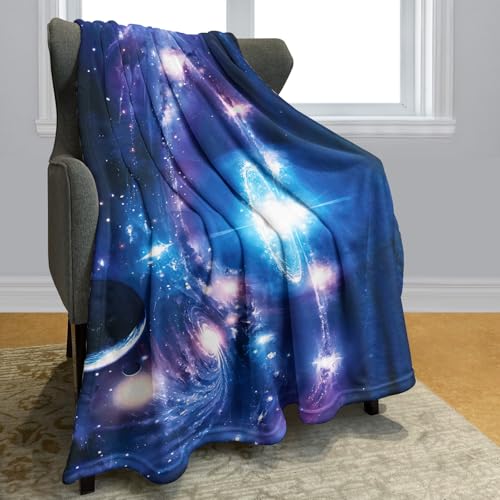 YISUMEI - Soft Fleece Blanket - Space Planets Moons Galaxies, 150 x 200 cm Throw Blanket Suitable for Sofa or Bed - Image 2