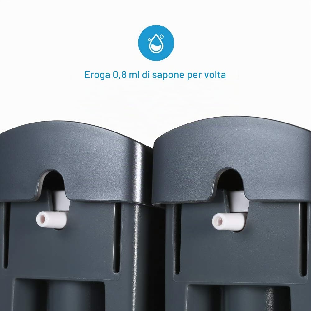 Decdeal 1 300ML x2 Manuale Dispenser di Sapone, Bagno Doccia Gel Shampoo Liquido Disinfettante Distributore di Dispenser,Senza Foratura（Grigio）