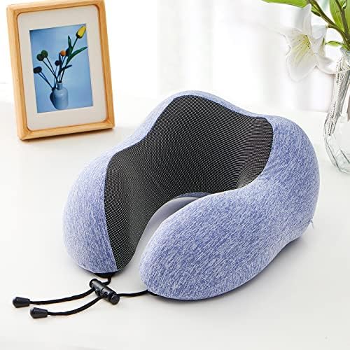 Lakoor Travel Pillow for Neck, Memory Foam Neck Pillow for Travel, Travel Neck Support Pillow, Travel Neck Rest Cushion for Airplane, Flight, Plane or Train - Carry Bag, Earplugs and Eye Mask Included