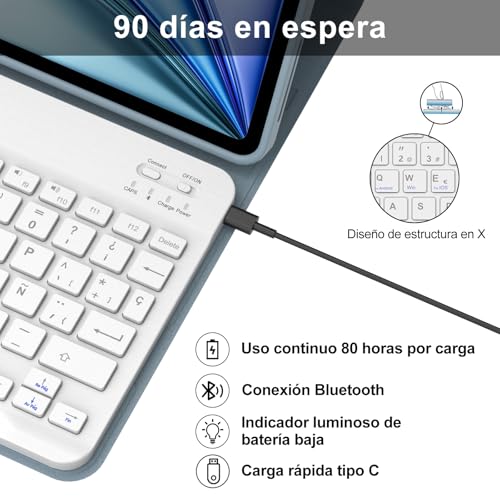 Funda teclado iPad Air 11 para estudiar y trabajar en movilidad con teclado extraíble Ñ 4