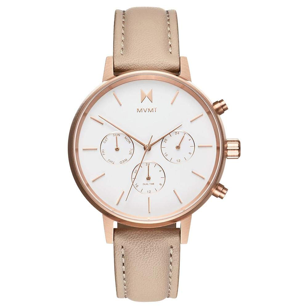 MVMT Nova Qtz Multifunction White Round Dial Womens Watch|Nude Leather Material|Nude Color Band - D-FC01-RGNU (B07FD2FMTF) Amazon Price History, Amazon Price Tracker