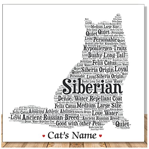 PetArt.us Siberian – Personalized Art Print – Custom Pet Name, Gift for Cat Lovers or Pet Memorial, Gift Wrapped Home Decor, Handmade in the USA