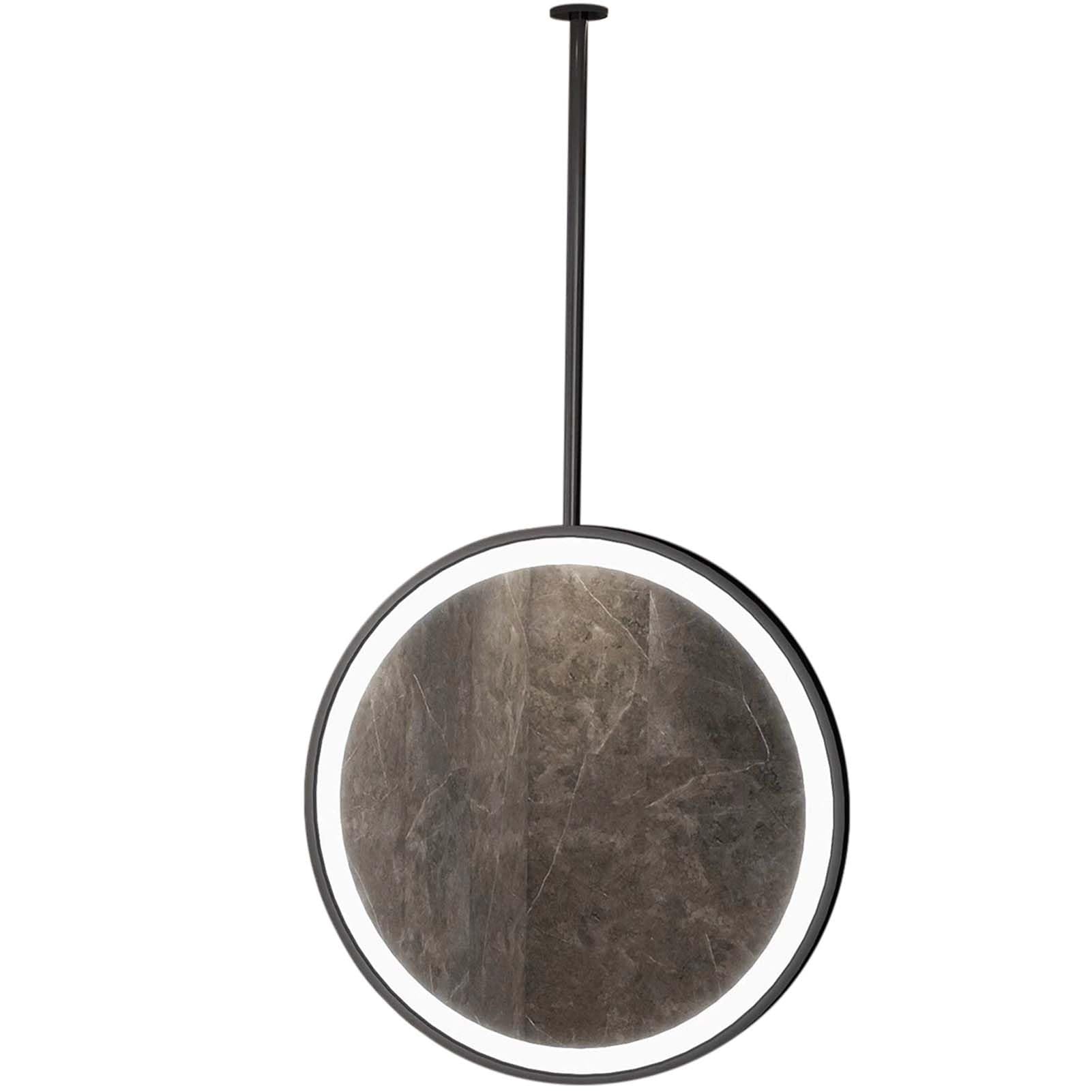 FGXHHS Round Wall Mirrors, Led with Lights Ceiling Decorative Hanging Circle Metal Frame for Vanity, Entryway, Bedroom, Living Room(Black,Diameter-50CM/19.7INCH)