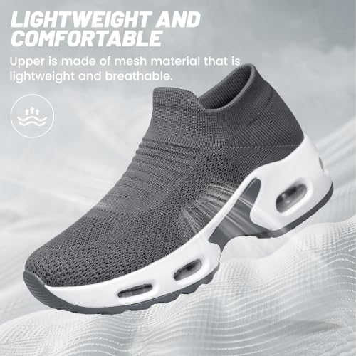 Image of YHOON Women's Walking Shoes Slip-On - Comfortable Work Shoes for Standing All Day, Breathable Air Cushion Nursing Sneakers