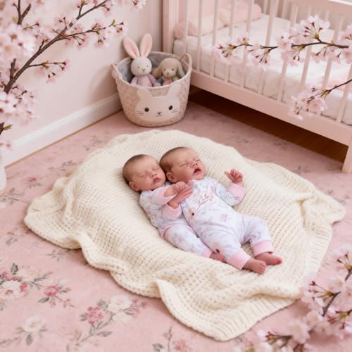 Realistische Reborn Babypuppen Zwillinge Mädchen 18 Zoll Real Life Babypuppe Silikon Vollkörper Vinyl, Schlafende Babys Puppe, Lebensecht Neugeborene Baby Zwillinge Puppen – Bild 6