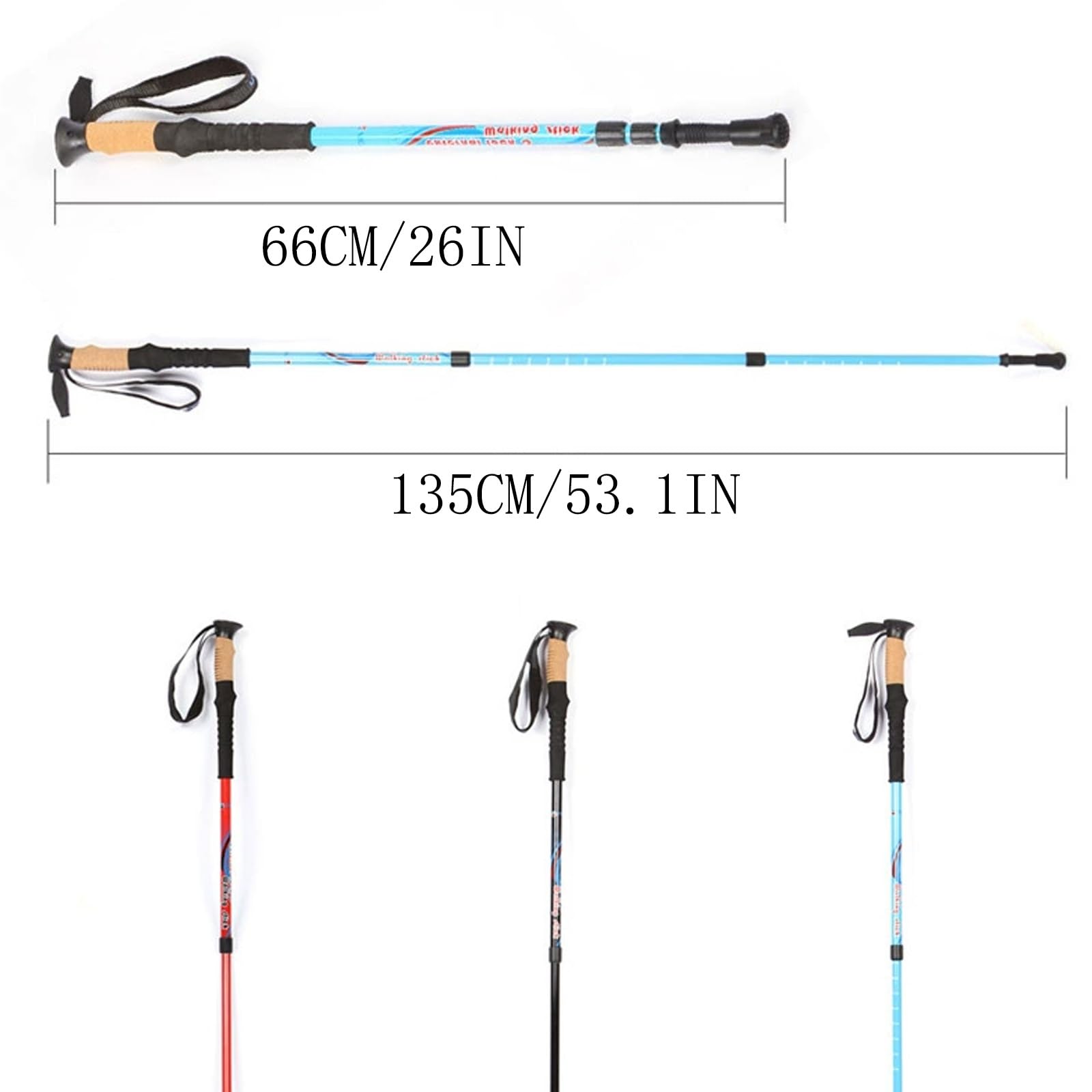 Dos Bastones de Senderismo de Fibra de Carbono para Uso en Exteriores, Telescópicos de 3 Segmentos y Plegables, Ideales para Trekking y Montañismo