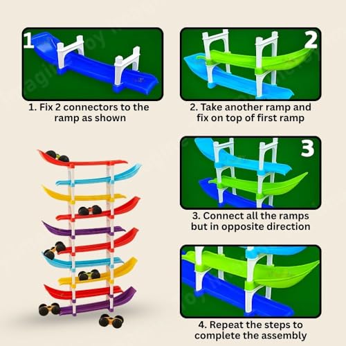 Image of Toy Imagine 10-Level Racer Ramp Track Toy for Kids | 10 Colorful Ramps & 6 Cars | Vehicle Toy for Toddlers Age 1-3 | Indoor Racing Game for Boys & Girls