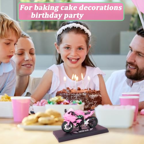 QYJMLH Spielzeug für Kinder,Simulation Motorrad Modell,Spielzeug-Motorrad für Backen Kuchen Dekorationsstücke GeburtstagParty Geschenke (Rosa)
