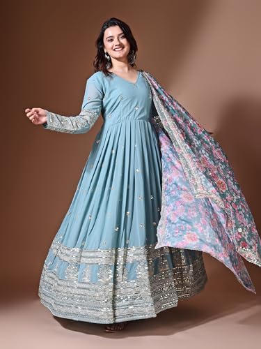 Image of Fashion Basket Georgette Embroidered Anarkali Dress for Women