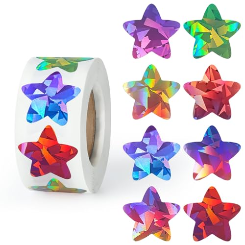 Imeepa 500PCS Rainbow Star Stickers 1 Multi-Color Lables for Kids Reward