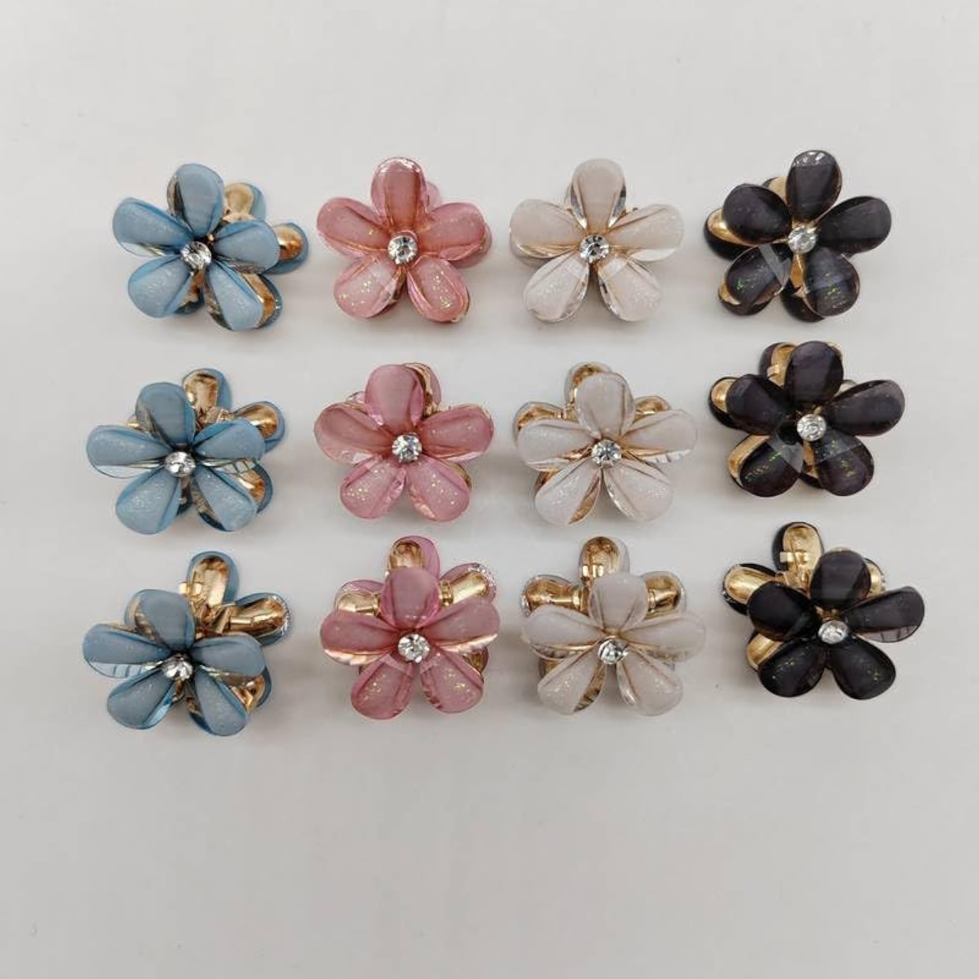 12 Pcs Tiny Flower Hair Claw Clips for Women, Multicolor