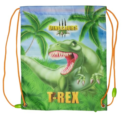 Mochila porta merienda para niños y niñas - bolsa de cuerdas para merienda infantil - bolsa saco para el almuerzo de Dinosaurios