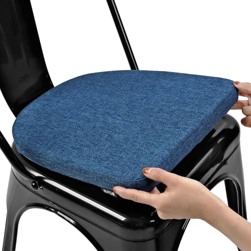 Image of BUYUE Friendly Woven Fabric 14x14 Magnetic Cushion for Metal Chair 1 Piece, Enhanced Anti-Slip Seat Pad for Dining Kitchen Cafe Stackable Chair (U-Shape, Dark Blue, 1 Count)