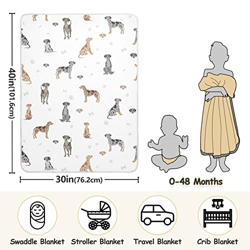 Image of Catahoula Leopard Dog Swaddle Blanket - Cotton Receiving Blanket for Infants, Lightweight Soft Swaddling for Crib, Stroller, Nursery, Puppy, 30x40 in