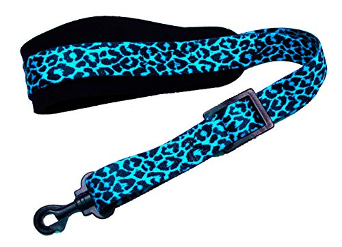Legacystraps Saxophone Strap with soft neoprene neckpad and spring loaded locking swivel snaphook with Turquoise Leopard design