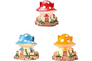 3 Colors 1 Set Mini Mushroom House Fairy Garden Accessories for Mushroom Fish Tank Decor